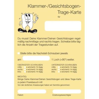 Klammer-/Gesichtsbogen-Trage-Karte - 24731